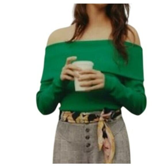 Ett:Twa by Anthropologie Sweaters - Anthropologie Ett:Twa Cecily Off Shoulder Pullover Sweater Green Size Medium